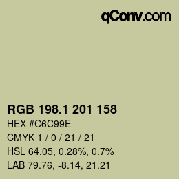 カラーコード: RGB 198.1 201 158 | qconv.com