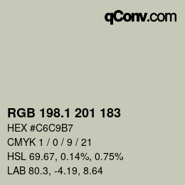 Color code: RGB 198.1 201 183 | qconv.com