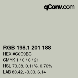 Color code: RGB 198.1 201 188 | qconv.com