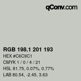 Color code: RGB 198.1 201 193 | qconv.com