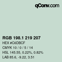 Color code: RGB 198.1 219 207 | qconv.com