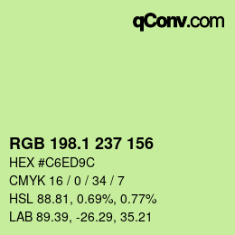 カラーコード: RGB 198.1 237 156 | qconv.com