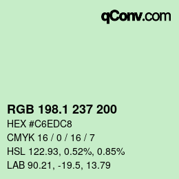 カラーコード: RGB 198.1 237 200 | qconv.com