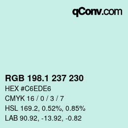 Color code: RGB 198.1 237 230 | qconv.com