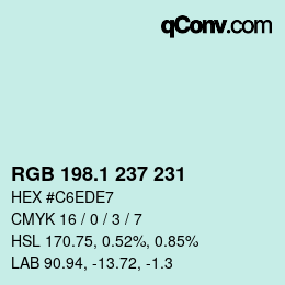 Color code: RGB 198.1 237 231 | qconv.com