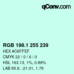 Color code: RGB 198.1 255 239 | qconv.com
