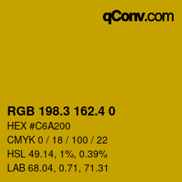 カラーコード: RGB 198.3 162.4 0 | qconv.com