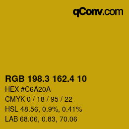 カラーコード: RGB 198.3 162.4 10 | qconv.com