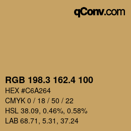 カラーコード: RGB 198.3 162.4 100 | qconv.com
