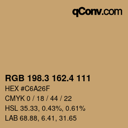 カラーコード: RGB 198.3 162.4 111 | qconv.com