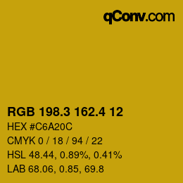 カラーコード: RGB 198.3 162.4 12 | qconv.com