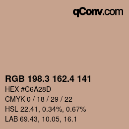 カラーコード: RGB 198.3 162.4 141 | qconv.com