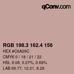 カラーコード: RGB 198.3 162.4 156 | qconv.com