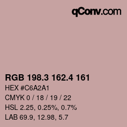 カラーコード: RGB 198.3 162.4 161 | qconv.com