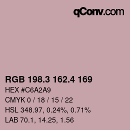 カラーコード: RGB 198.3 162.4 169 | qconv.com