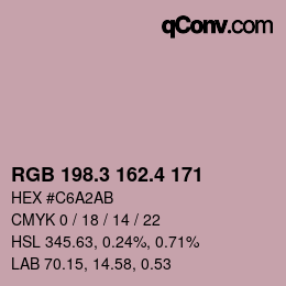 カラーコード: RGB 198.3 162.4 171 | qconv.com