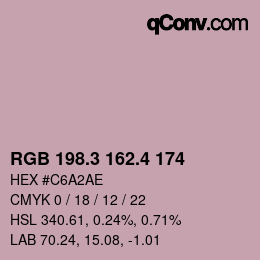 カラーコード: RGB 198.3 162.4 174 | qconv.com