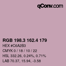 カラーコード: RGB 198.3 162.4 179 | qconv.com