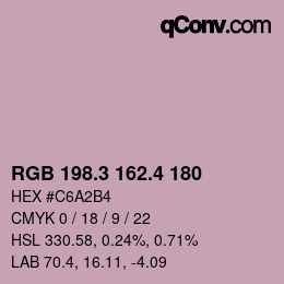 カラーコード: RGB 198.3 162.4 180 | qconv.com