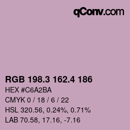 カラーコード: RGB 198.3 162.4 186 | qconv.com
