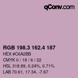 カラーコード: RGB 198.3 162.4 187 | qconv.com