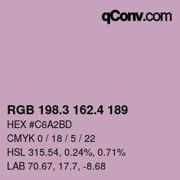カラーコード: RGB 198.3 162.4 189 | qconv.com