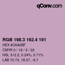 カラーコード: RGB 198.3 162.4 191 | qconv.com