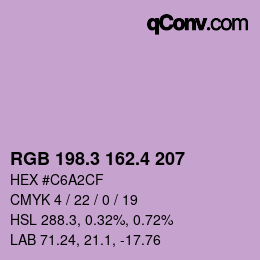 カラーコード: RGB 198.3 162.4 207 | qconv.com