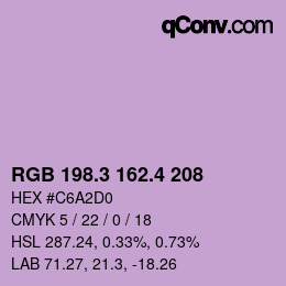 カラーコード: RGB 198.3 162.4 208 | qconv.com