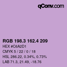 カラーコード: RGB 198.3 162.4 209 | qconv.com