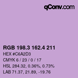 カラーコード: RGB 198.3 162.4 211 | qconv.com