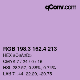 カラーコード: RGB 198.3 162.4 213 | qconv.com