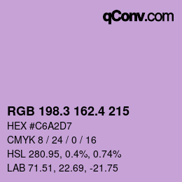 カラーコード: RGB 198.3 162.4 215 | qconv.com