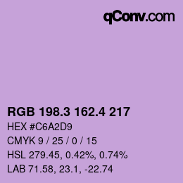 カラーコード: RGB 198.3 162.4 217 | qconv.com