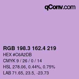 カラーコード: RGB 198.3 162.4 219 | qconv.com
