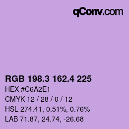 カラーコード: RGB 198.3 162.4 225 | qconv.com