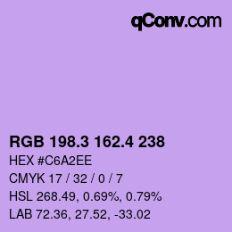 カラーコード: RGB 198.3 162.4 238 | qconv.com