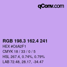 カラーコード: RGB 198.3 162.4 241 | qconv.com