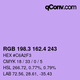 カラーコード: RGB 198.3 162.4 243 | qconv.com
