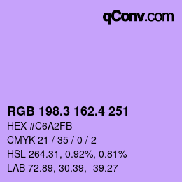 カラーコード: RGB 198.3 162.4 251 | qconv.com