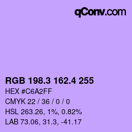 カラーコード: RGB 198.3 162.4 255 | qconv.com
