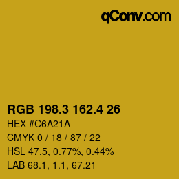 カラーコード: RGB 198.3 162.4 26 | qconv.com