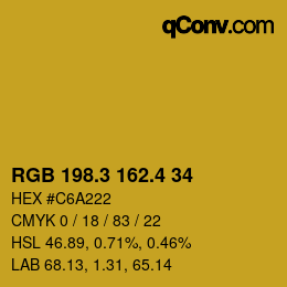 カラーコード: RGB 198.3 162.4 34 | qconv.com