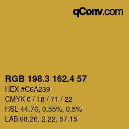 カラーコード: RGB 198.3 162.4 57 | qconv.com
