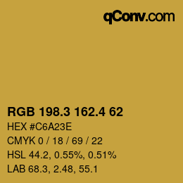 カラーコード: RGB 198.3 162.4 62 | qconv.com