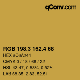 カラーコード: RGB 198.3 162.4 68 | qconv.com