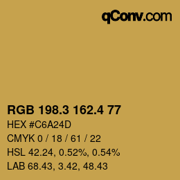 カラーコード: RGB 198.3 162.4 77 | qconv.com