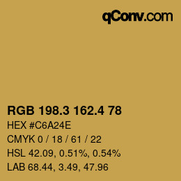 カラーコード: RGB 198.3 162.4 78 | qconv.com
