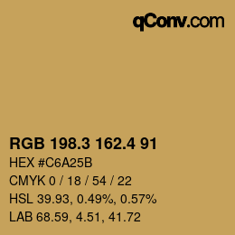 カラーコード: RGB 198.3 162.4 91 | qconv.com