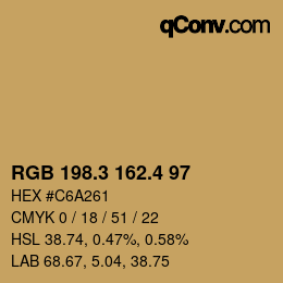 カラーコード: RGB 198.3 162.4 97 | qconv.com